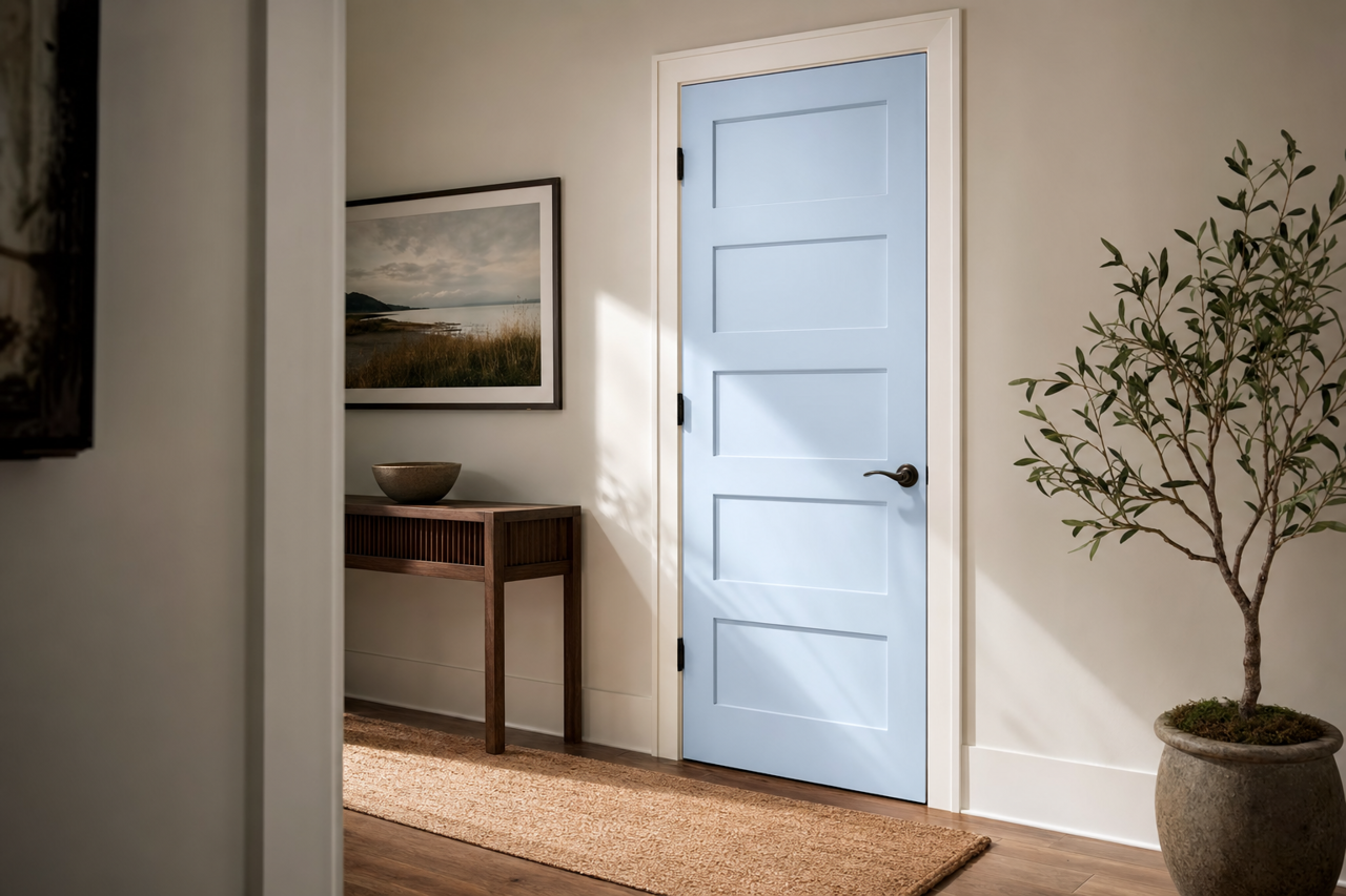 White by Benjamin Moore on interior-doors