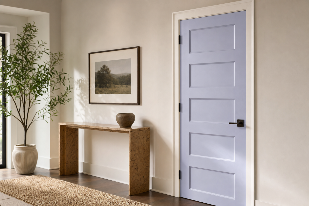 Blue by Benjamin Moore on interior-doors