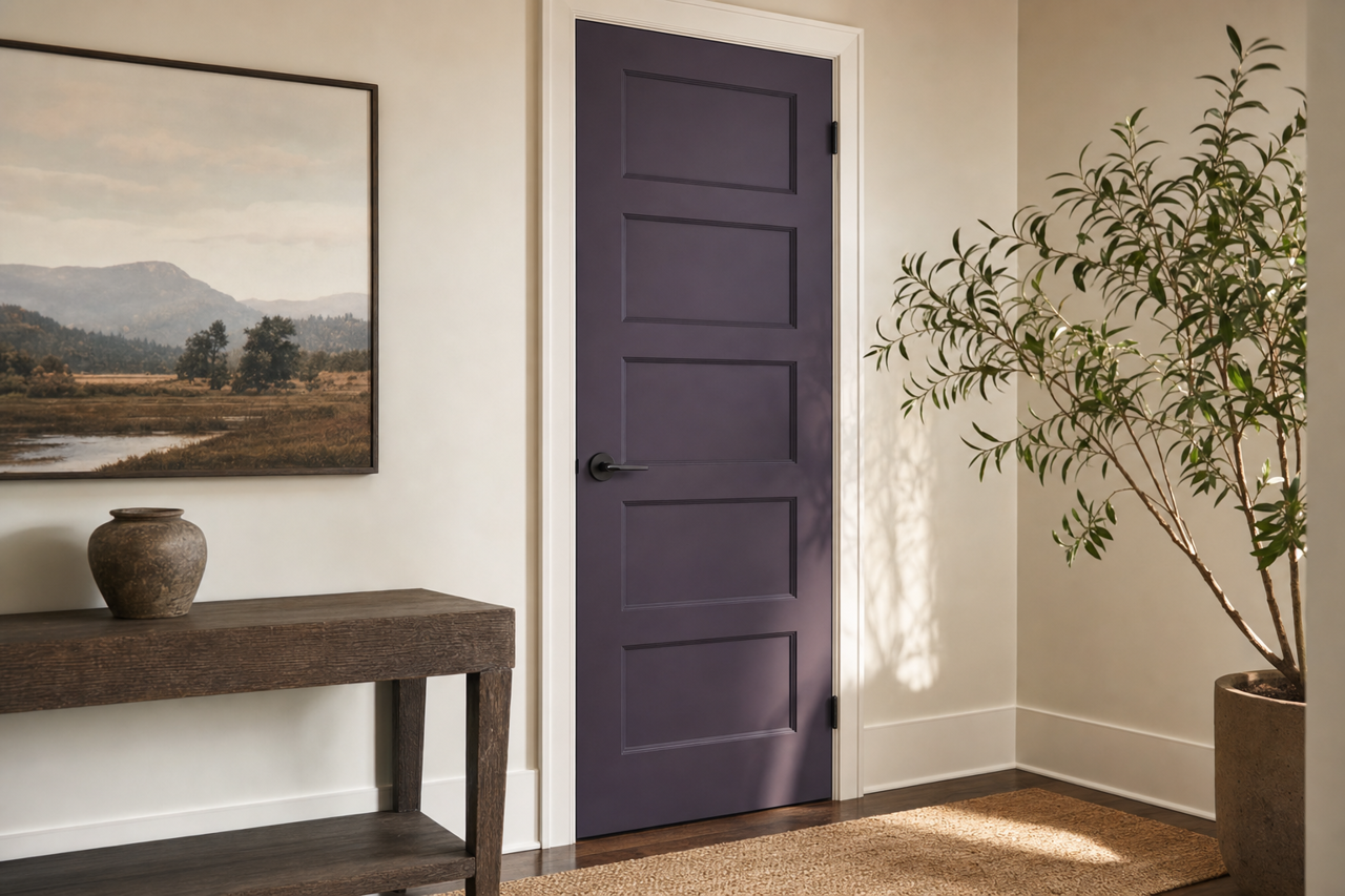 Plum by Benjamin Moore on interior-doors