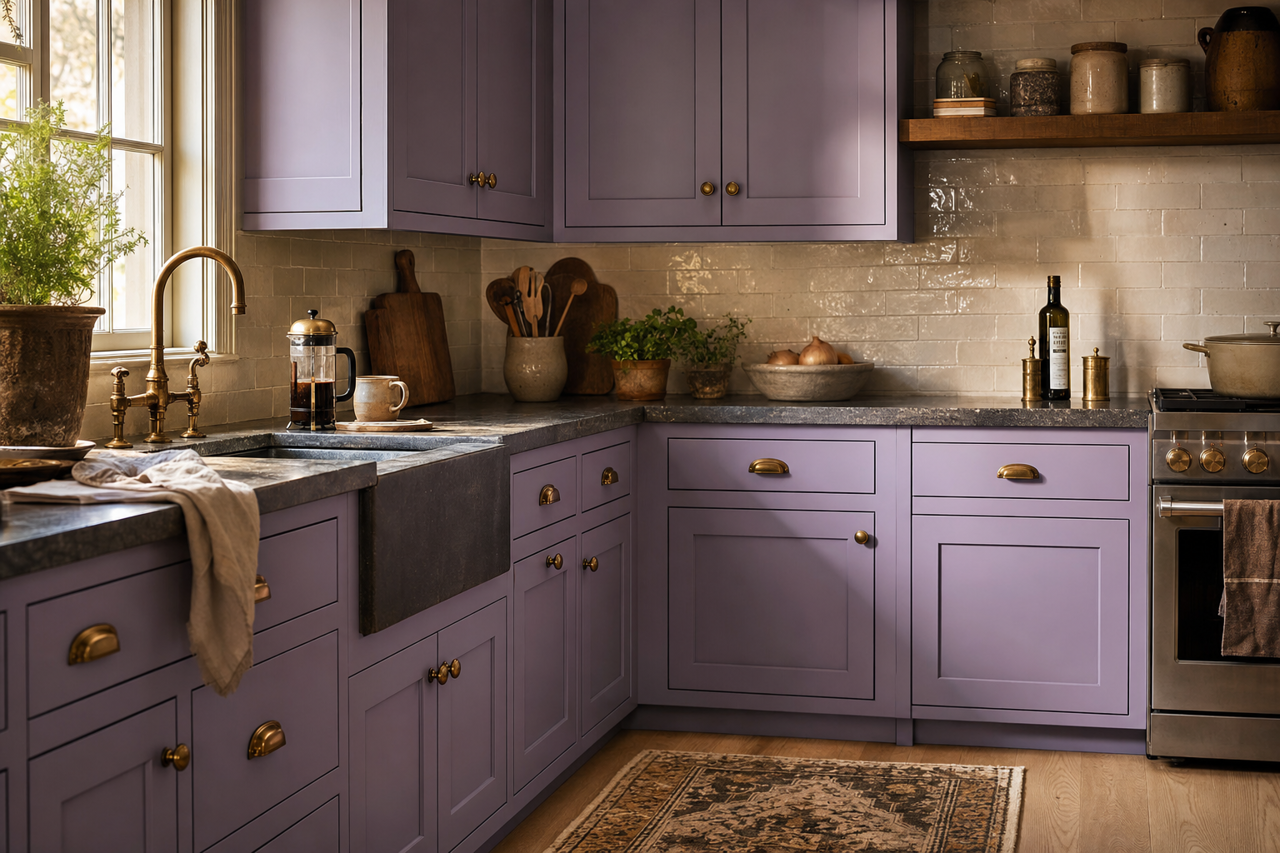 Crocus by Benjamin Moore on cabinets