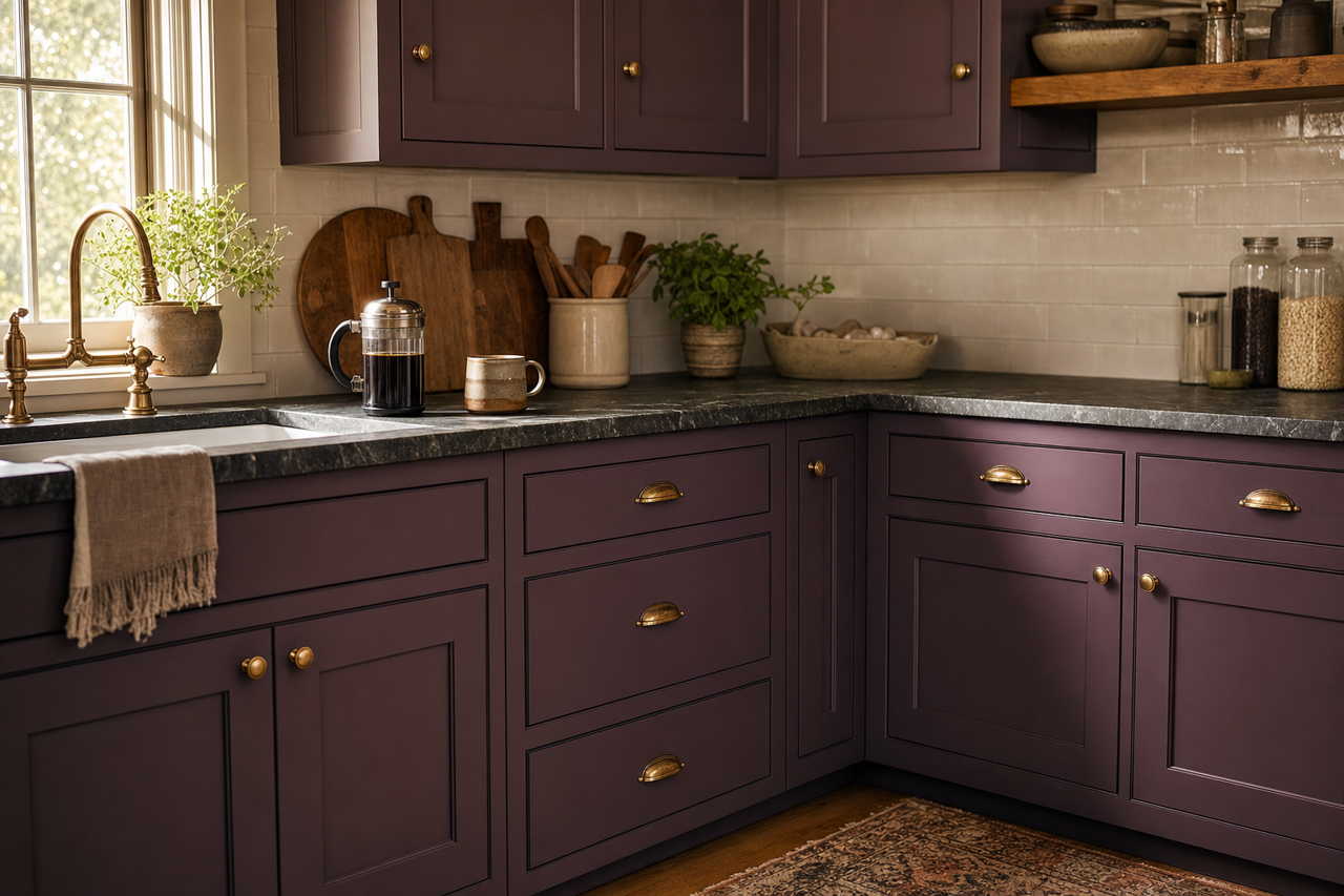 Black by Benjamin Moore on cabinets