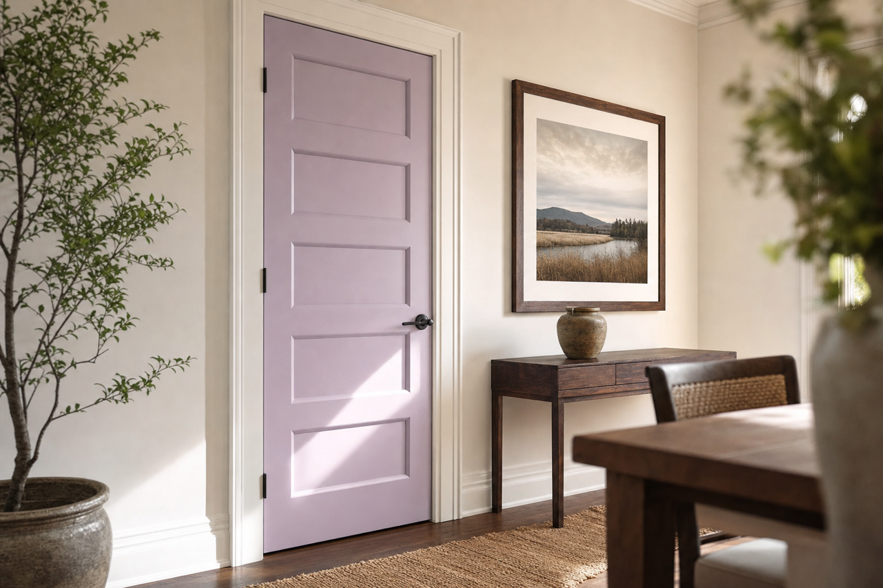 Lavender by Benjamin Moore on interior-doors