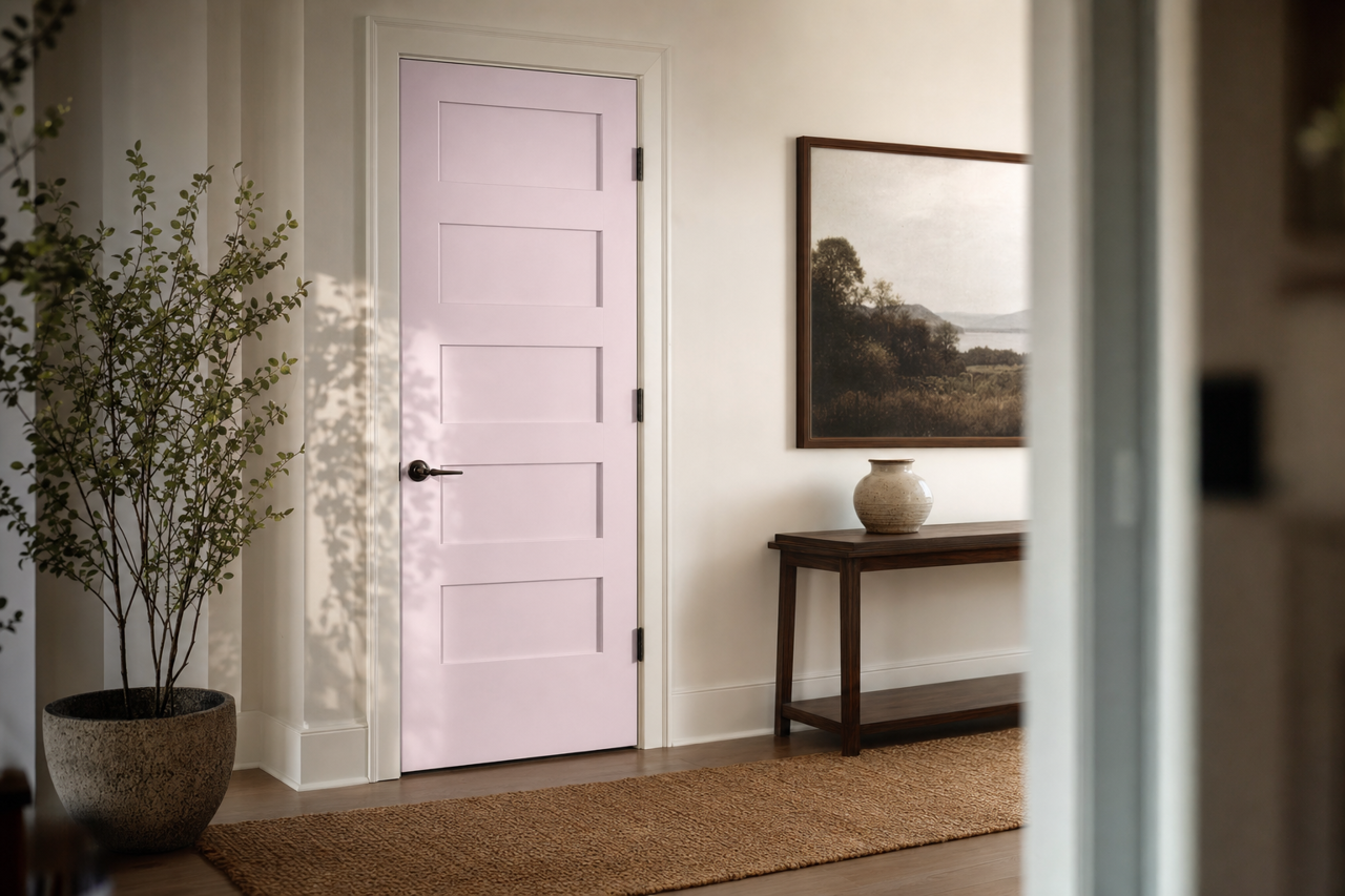 Raspberry by Benjamin Moore on interior-doors