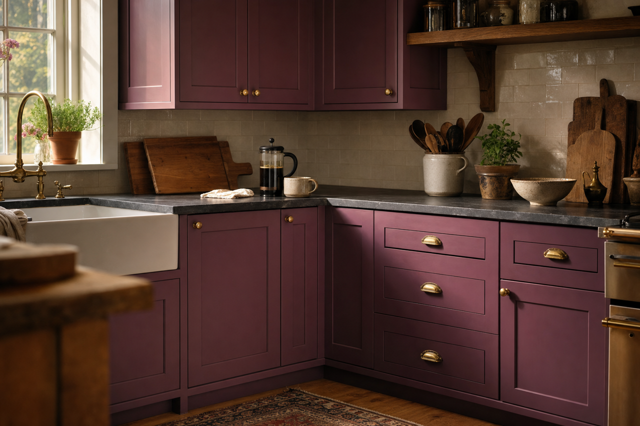 Passion by Benjamin Moore on cabinets
