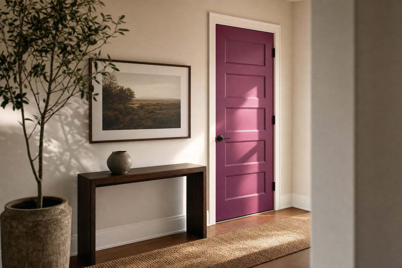 Mulberry by Benjamin Moore on interior-doors