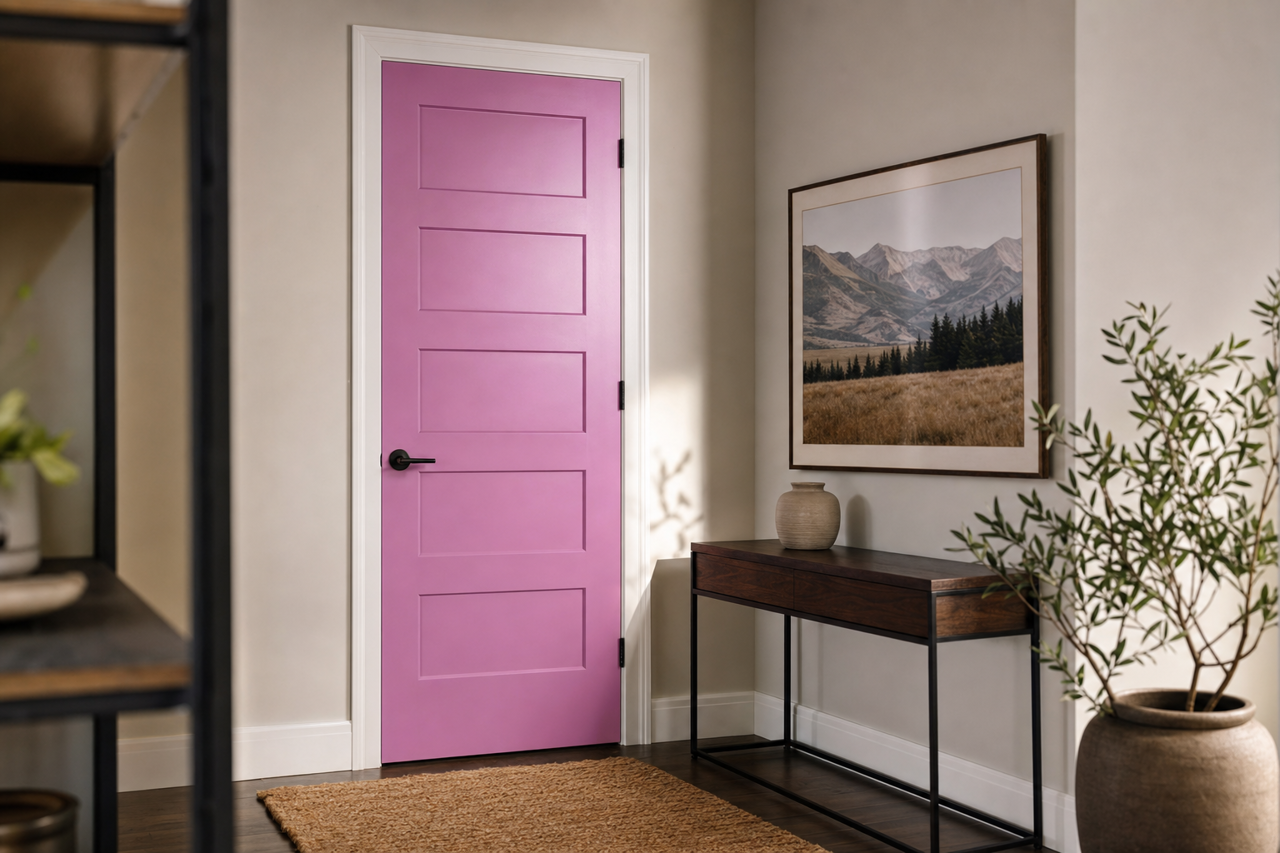 Pink by Benjamin Moore on interior-doors