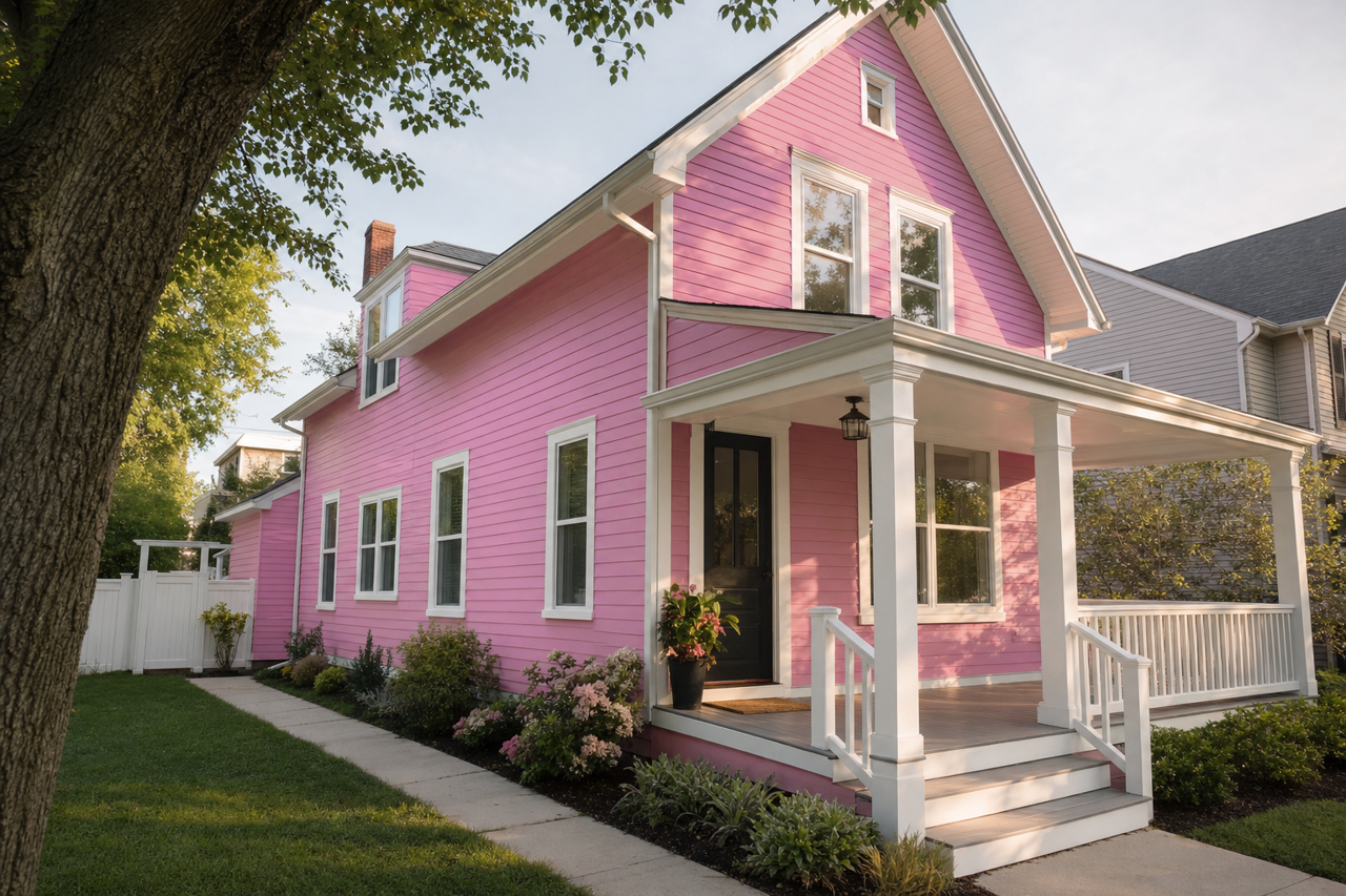 Raspberry by Benjamin Moore on exterior