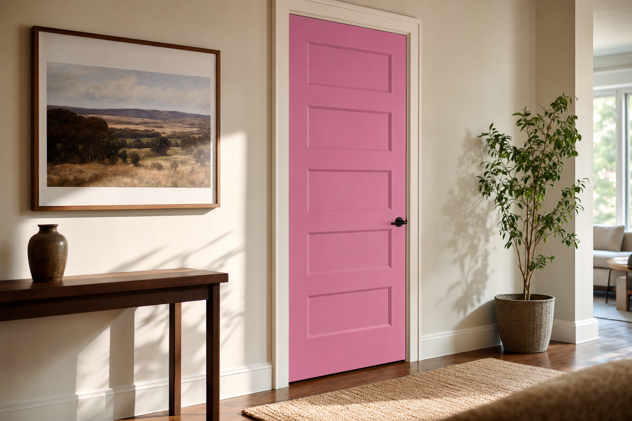 Raspberry by Benjamin Moore on interior-doors