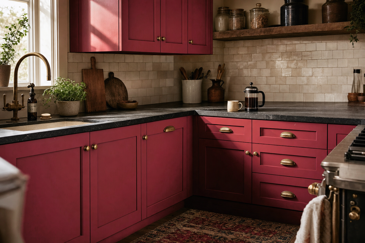 Roseate by Benjamin Moore on cabinets