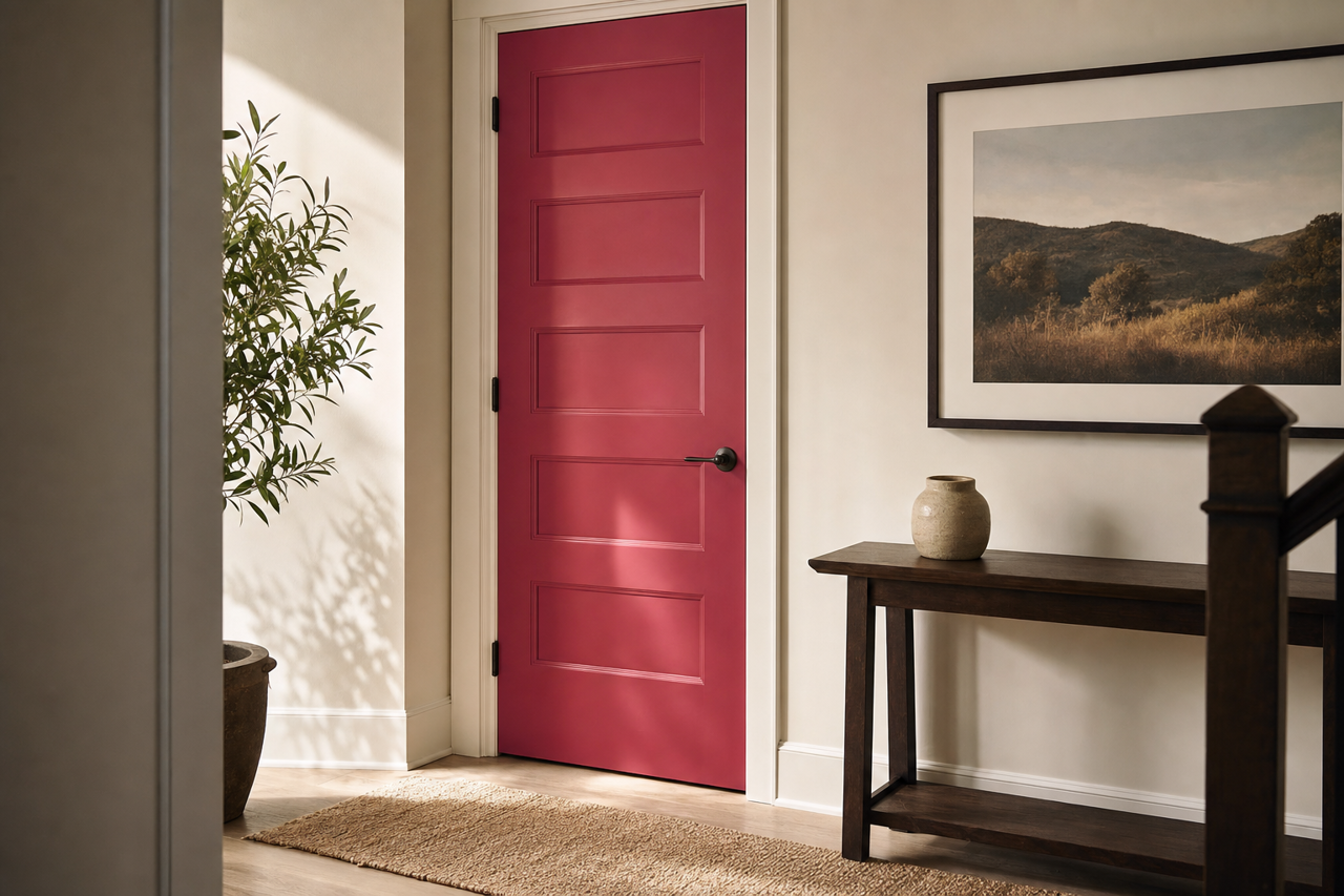 Roseate by Benjamin Moore on interior-doors