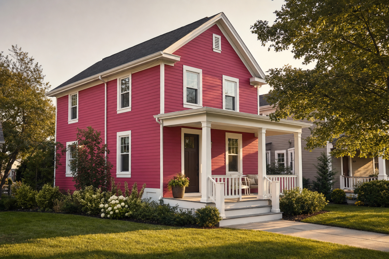 Raspberry by Benjamin Moore on exterior