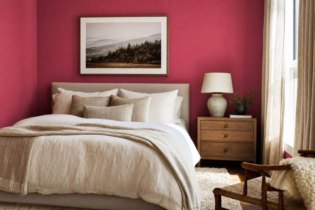Raspberry by Benjamin Moore on interiors