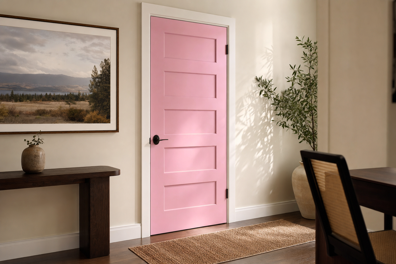 Pink by Benjamin Moore on interior-doors