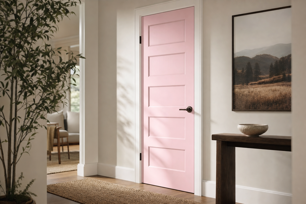 Pink by Benjamin Moore on interior-doors