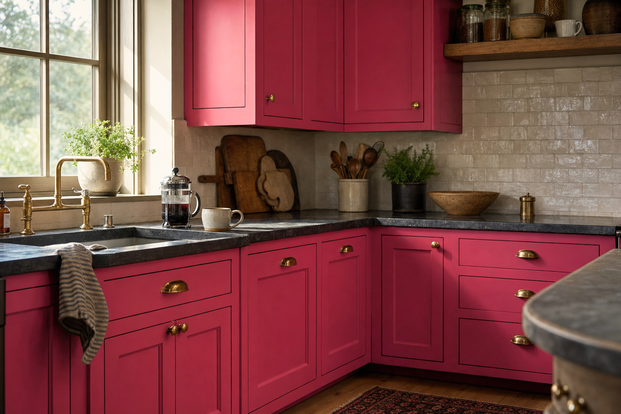 Blushing by Benjamin Moore on cabinets