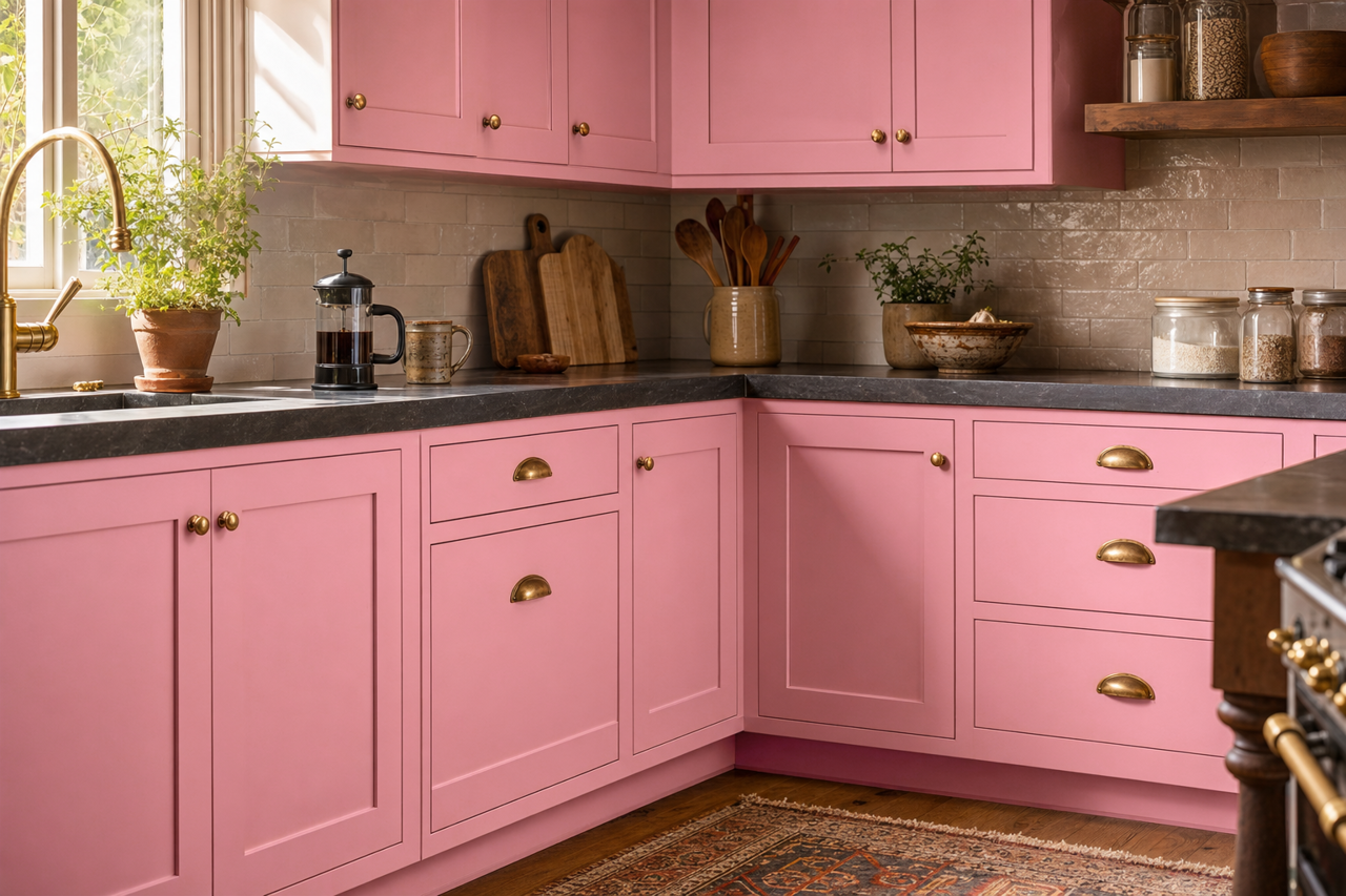 Rhododendron by Benjamin Moore on cabinets
