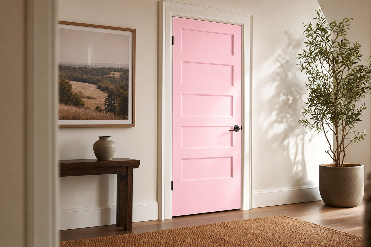 Pink by Benjamin Moore on interior-doors