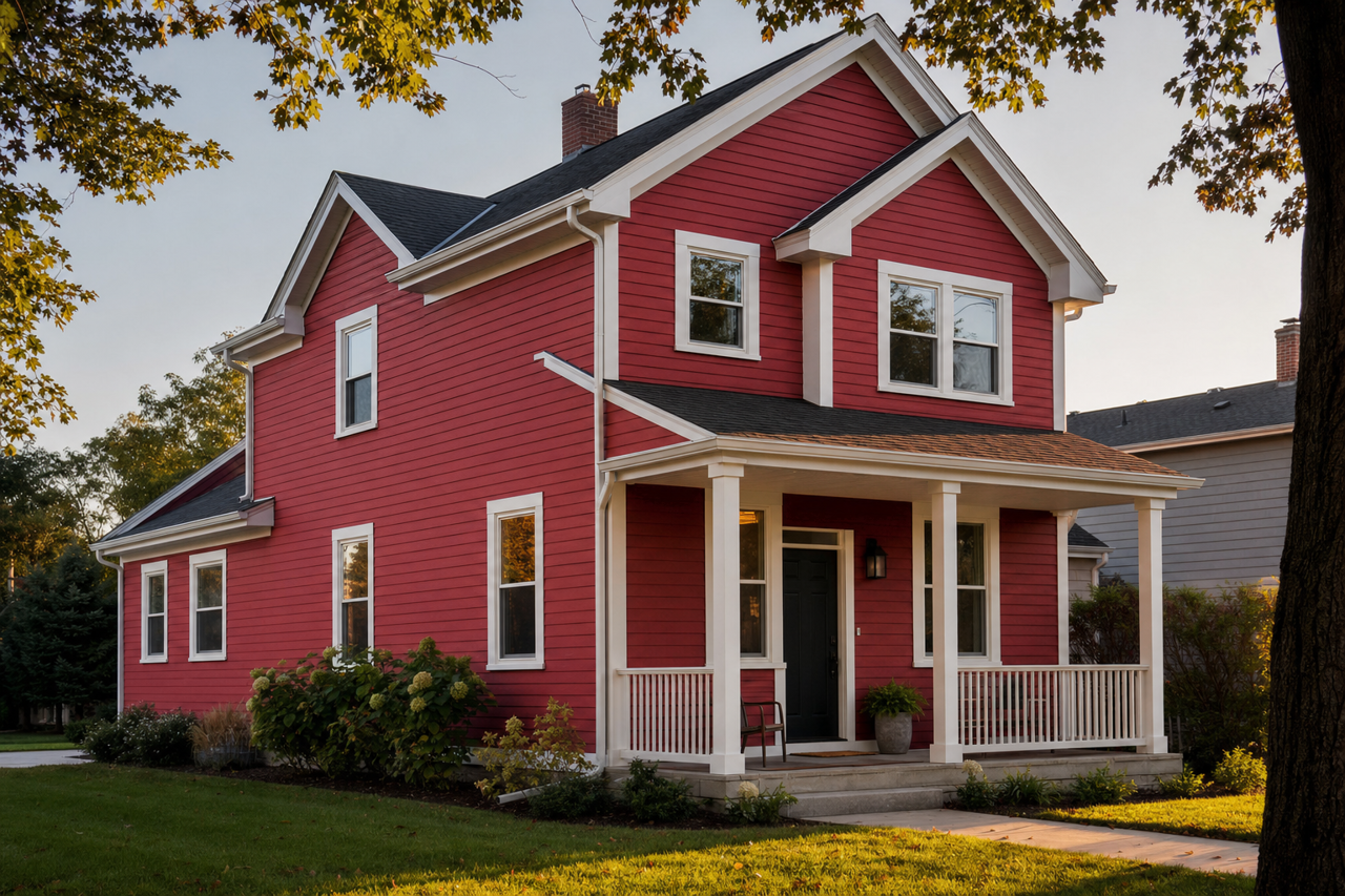 Raspberry by Benjamin Moore on exterior