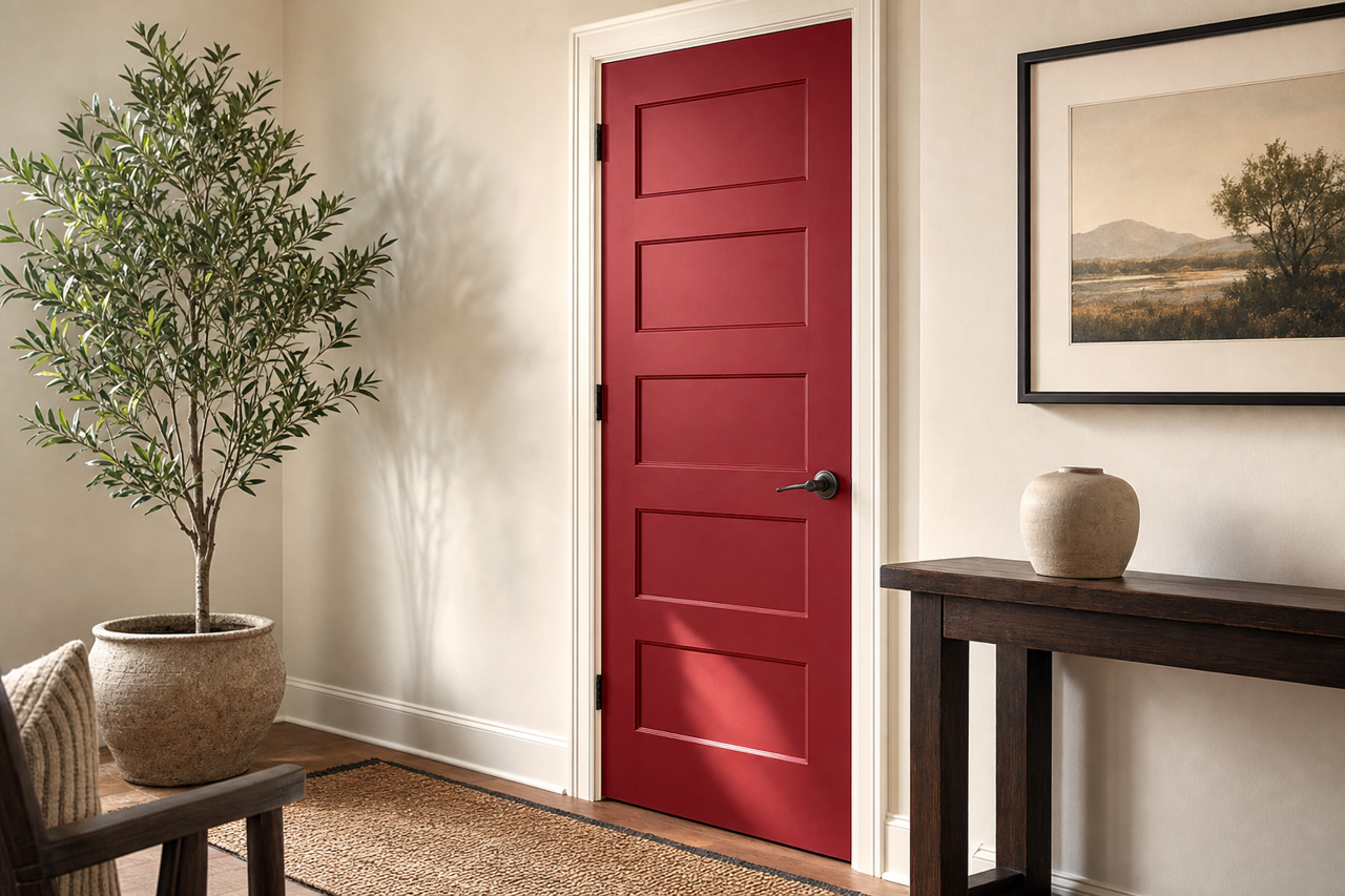 Raspberry by Benjamin Moore on interior-doors