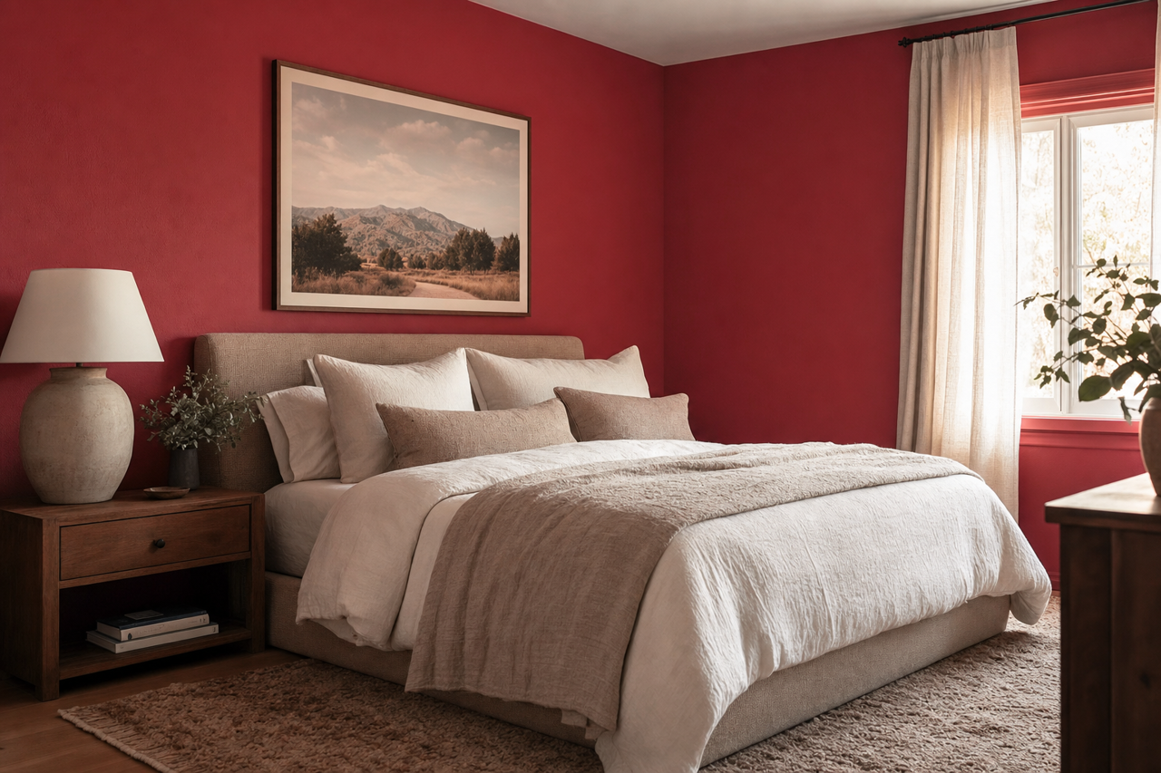 Raspberry by Benjamin Moore on interiors