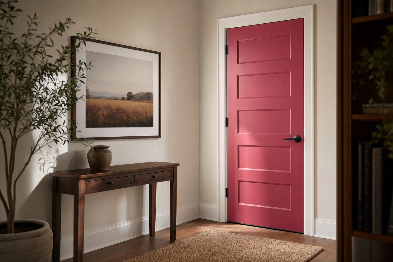 Cherry by Benjamin Moore on interior-doors