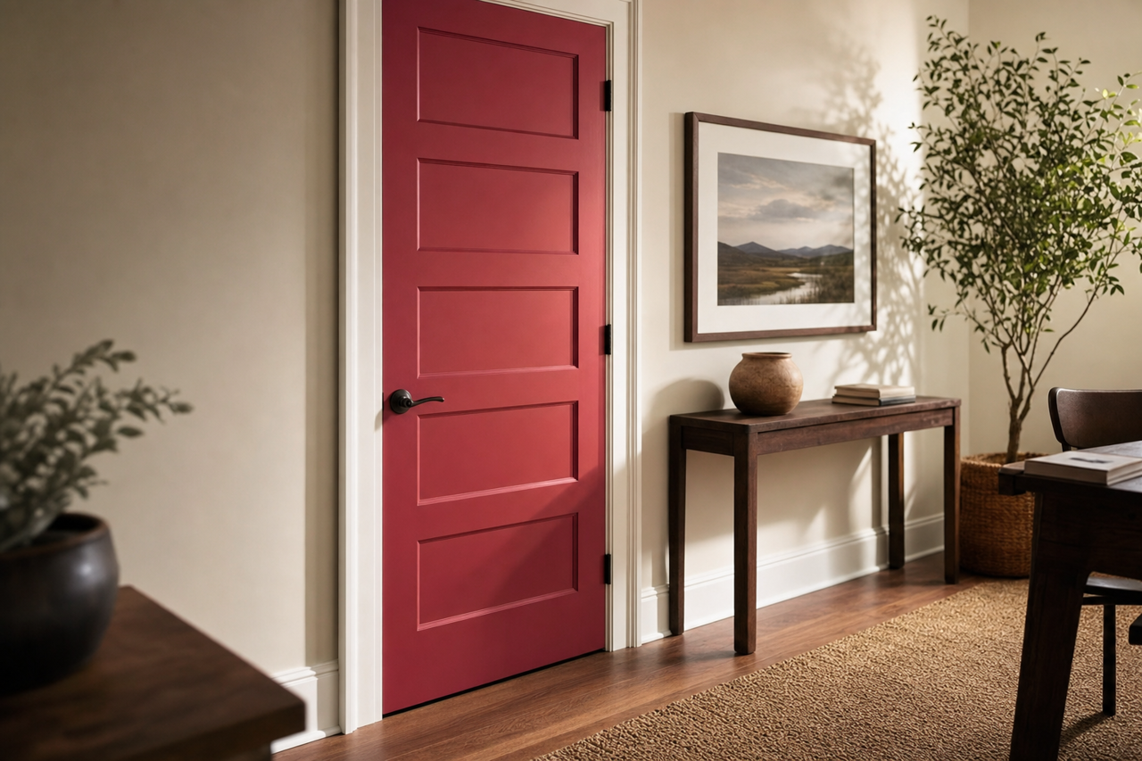 Burnt by Benjamin Moore on interior-doors