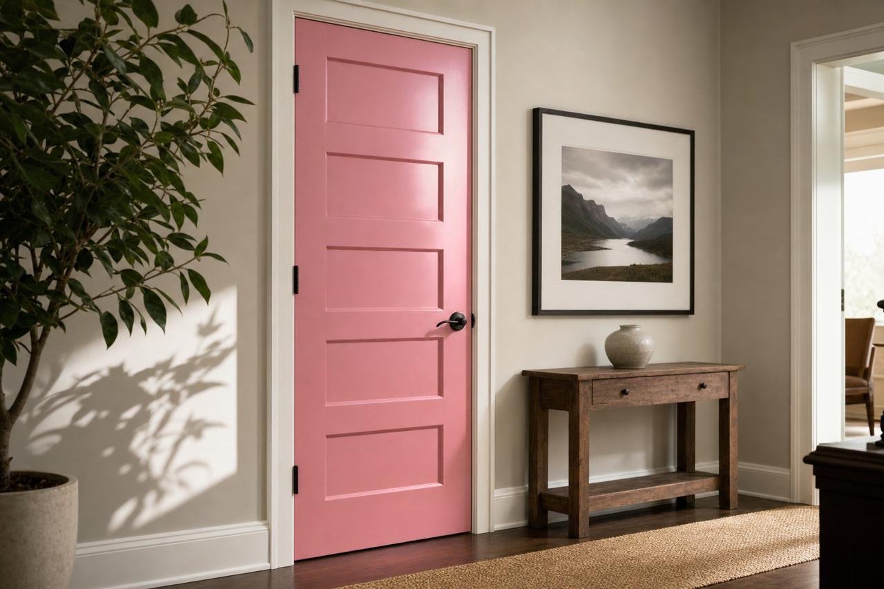 Pink by Benjamin Moore on interior-doors
