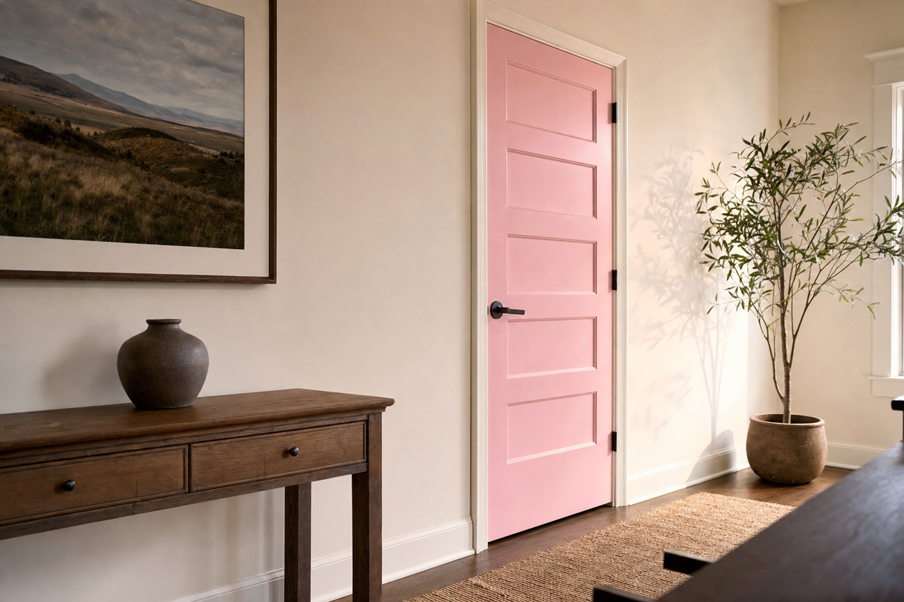 Pink by Benjamin Moore on interior-doors