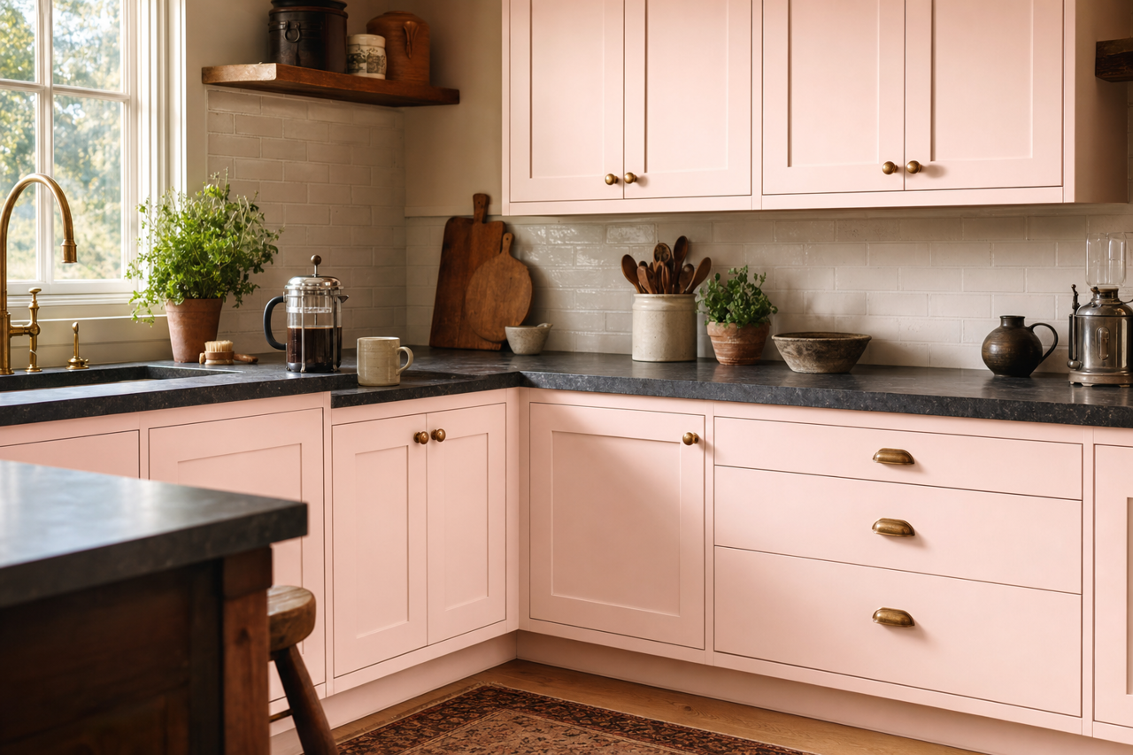 Flush by Benjamin Moore on cabinets