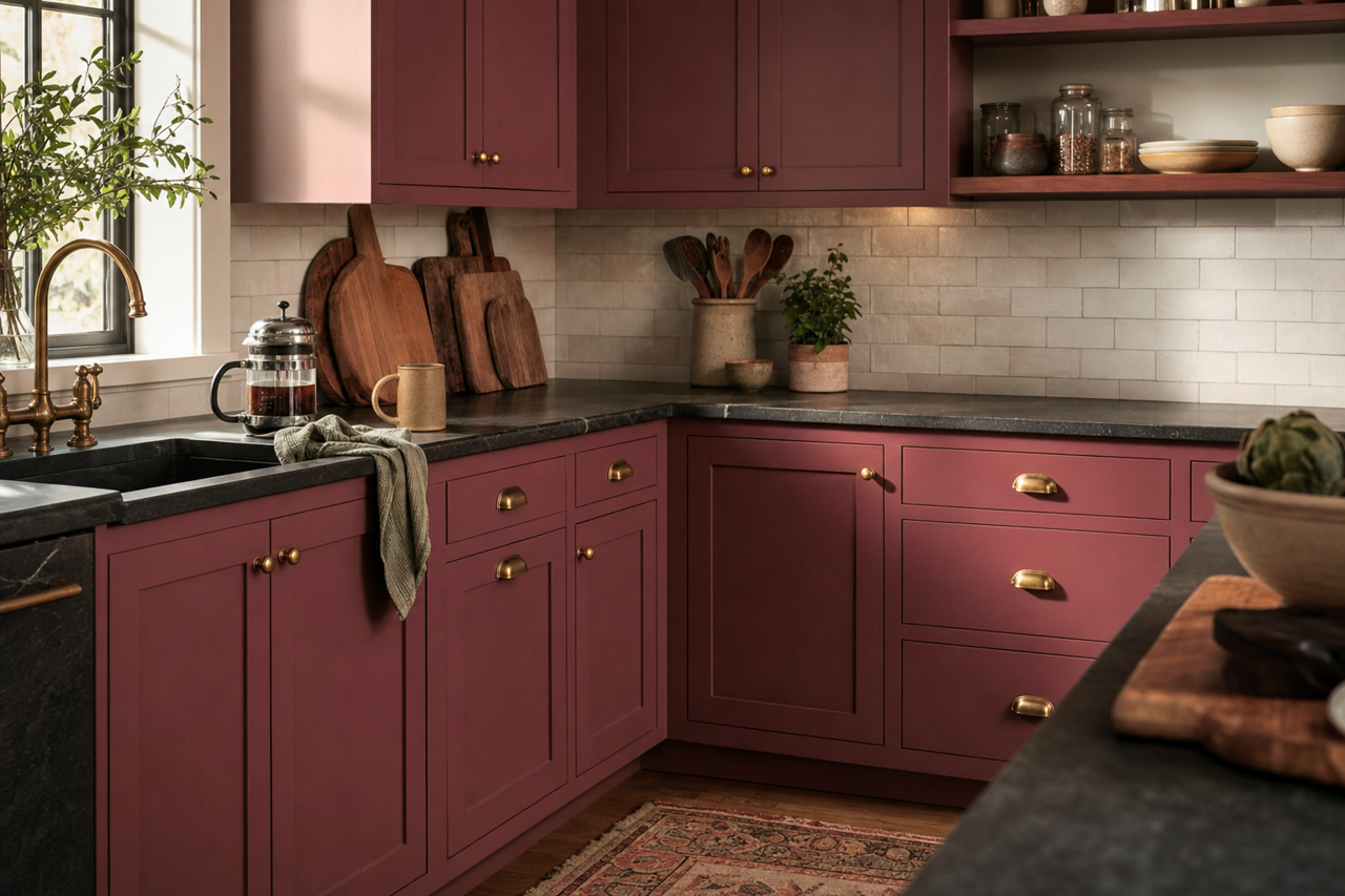 Plum by Benjamin Moore on cabinets