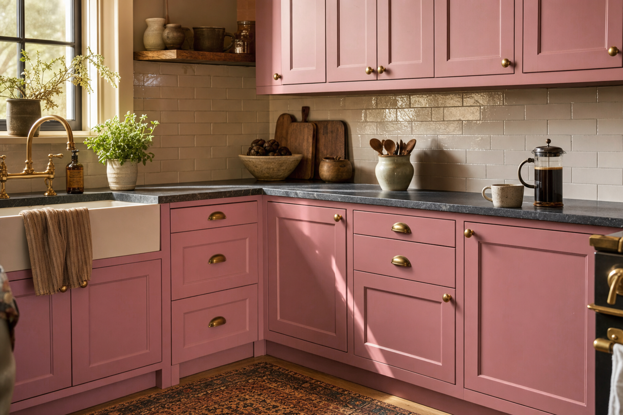 Rosewood by Benjamin Moore on cabinets