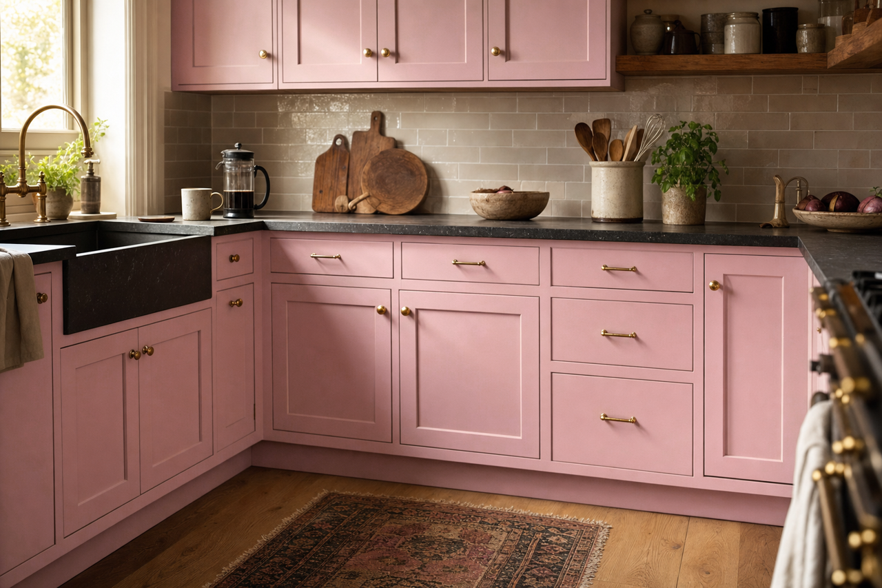 Damask by Benjamin Moore on cabinets