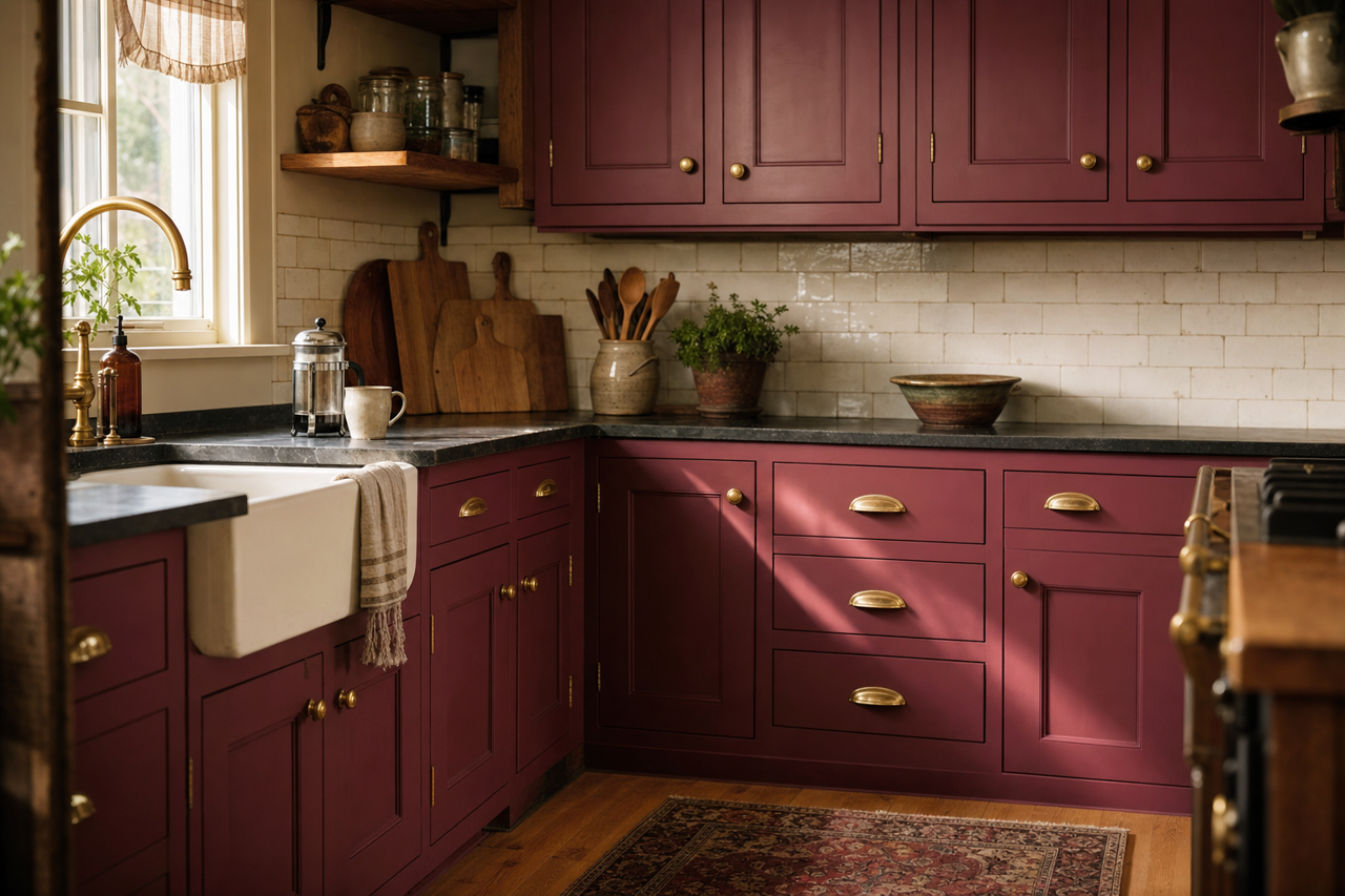 Raisin by Benjamin Moore on cabinets
