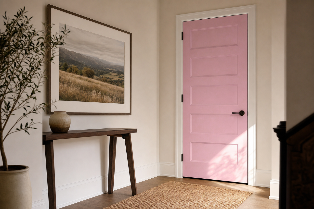 Pink by Benjamin Moore on interior-doors