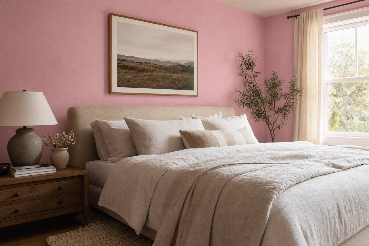 Pink by Benjamin Moore on interiors