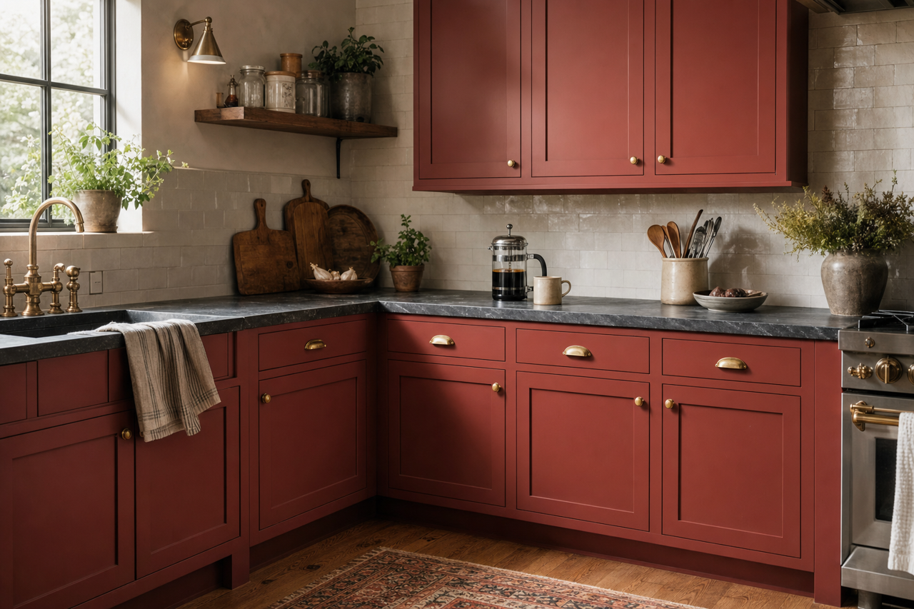 Brick by Benjamin Moore on cabinets