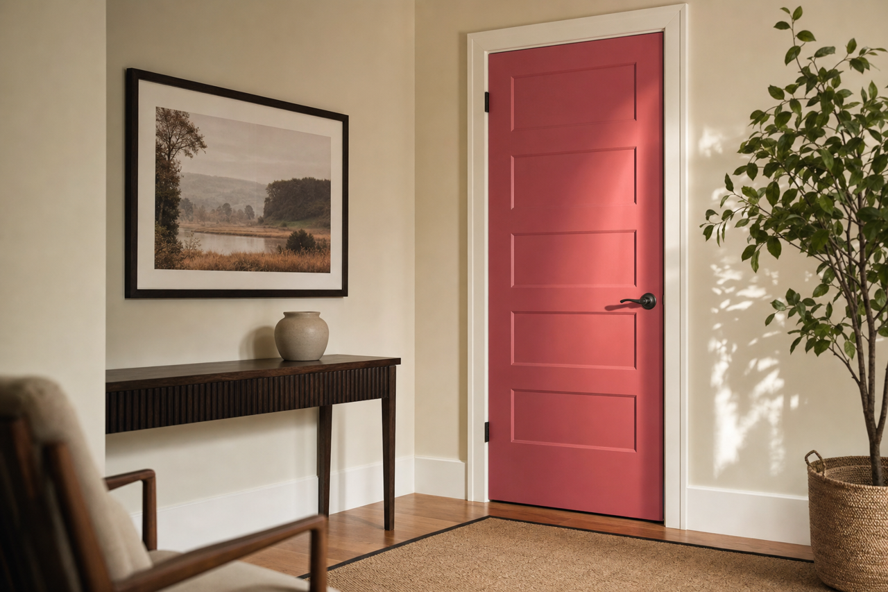 Rouge by Benjamin Moore on interior-doors