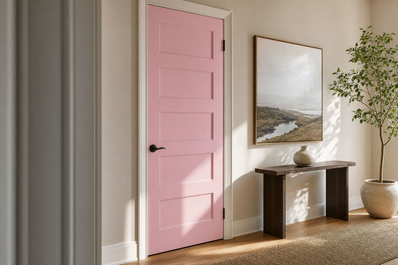 Strawberry by Benjamin Moore on interior-doors
