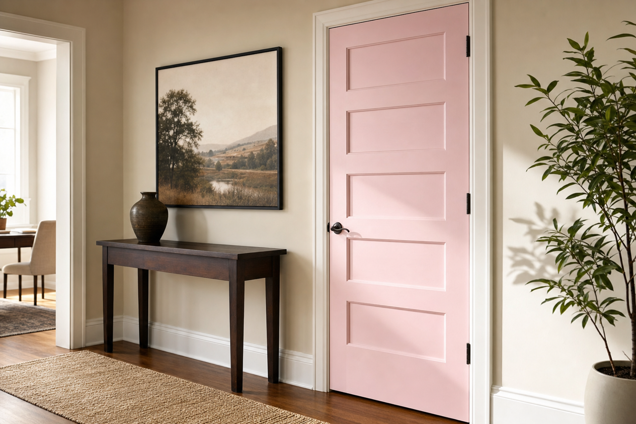 Pink by Benjamin Moore on interior-doors