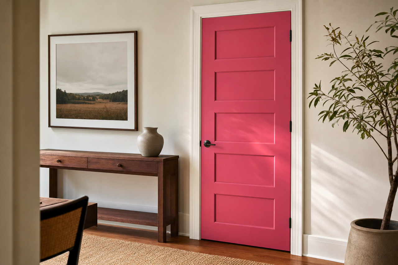 Rosy by Benjamin Moore on interior-doors