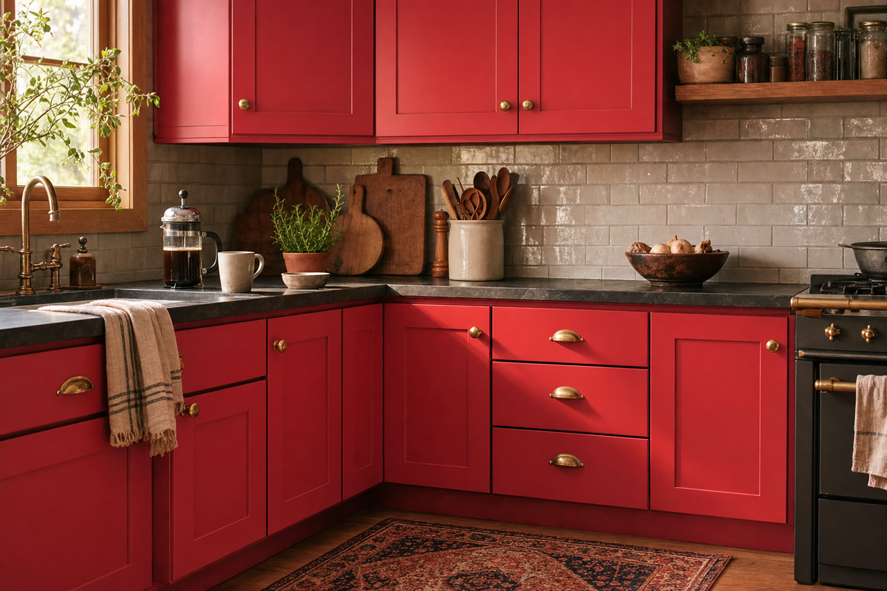 Neon by Benjamin Moore on cabinets