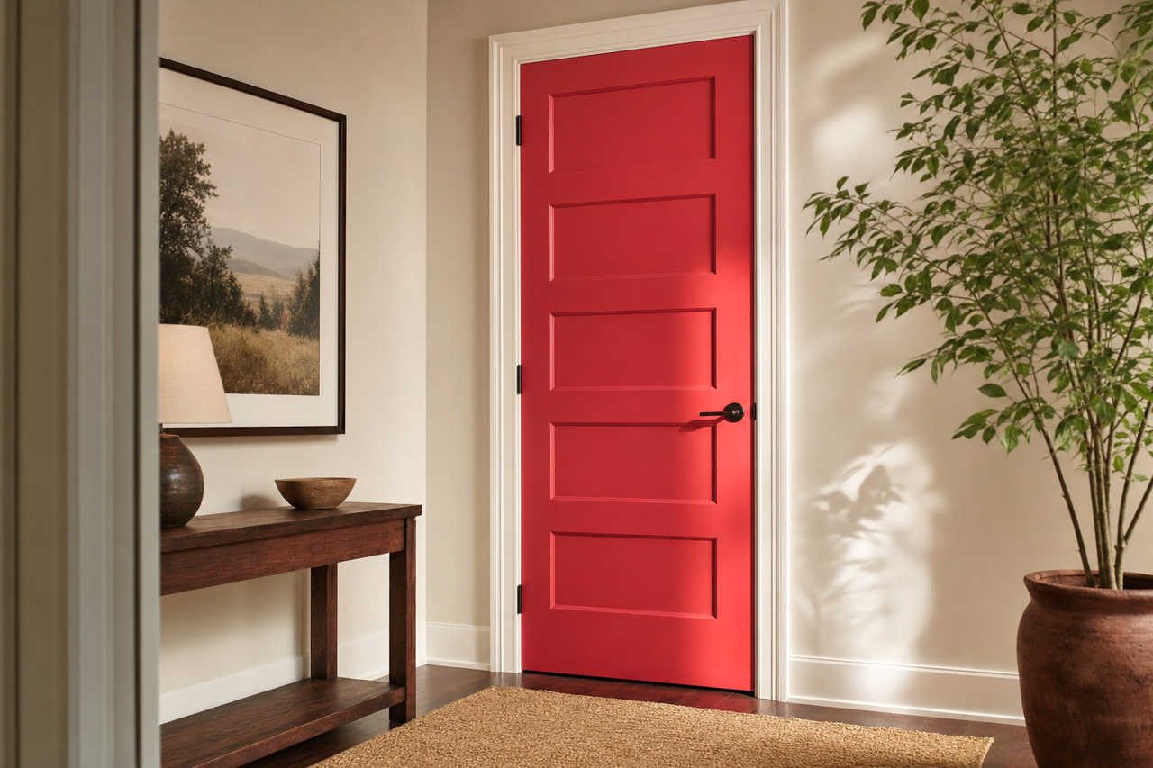 Watermelon by Benjamin Moore on interior-doors