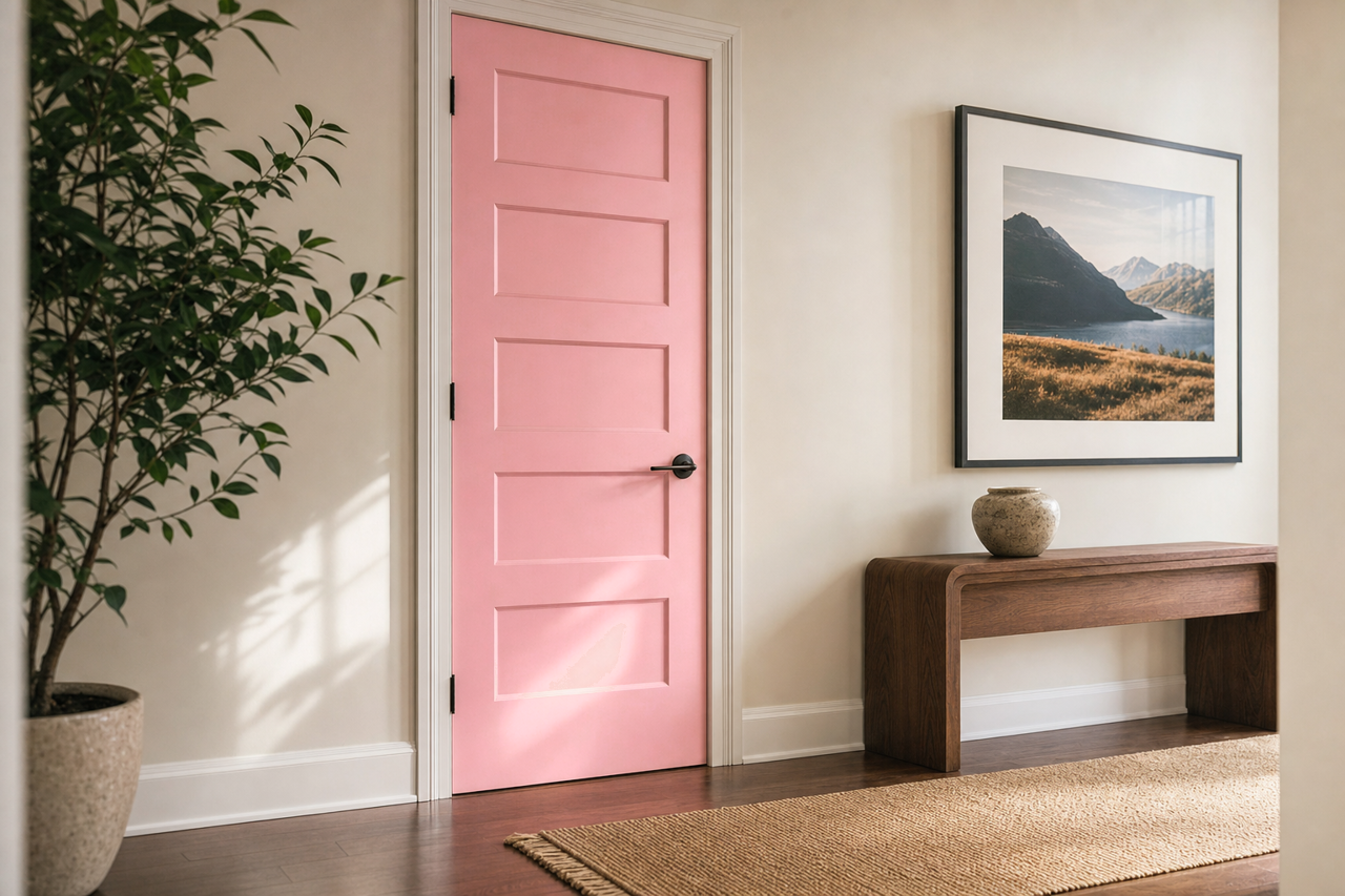 Strawberry by Benjamin Moore on interior-doors