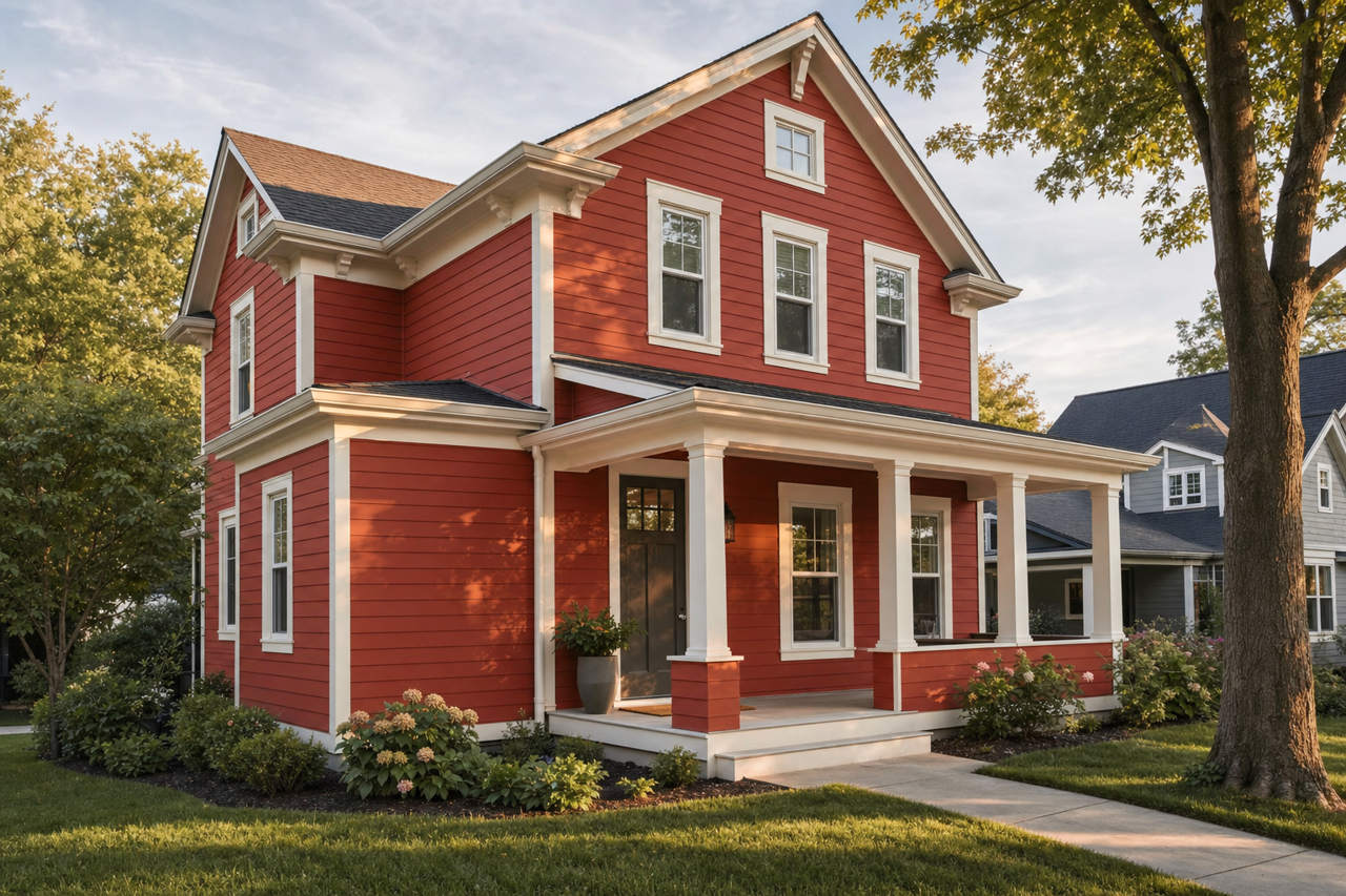 Red by Benjamin Moore on exterior