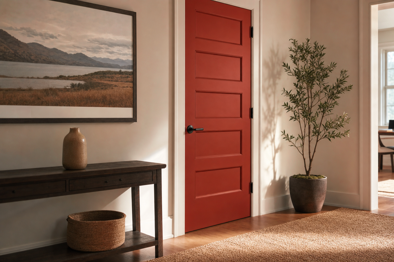 Strawberry by Benjamin Moore on interior-doors
