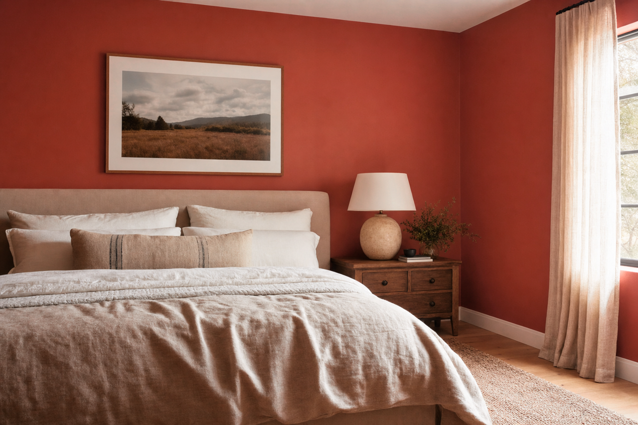 Strawberry by Benjamin Moore on interiors