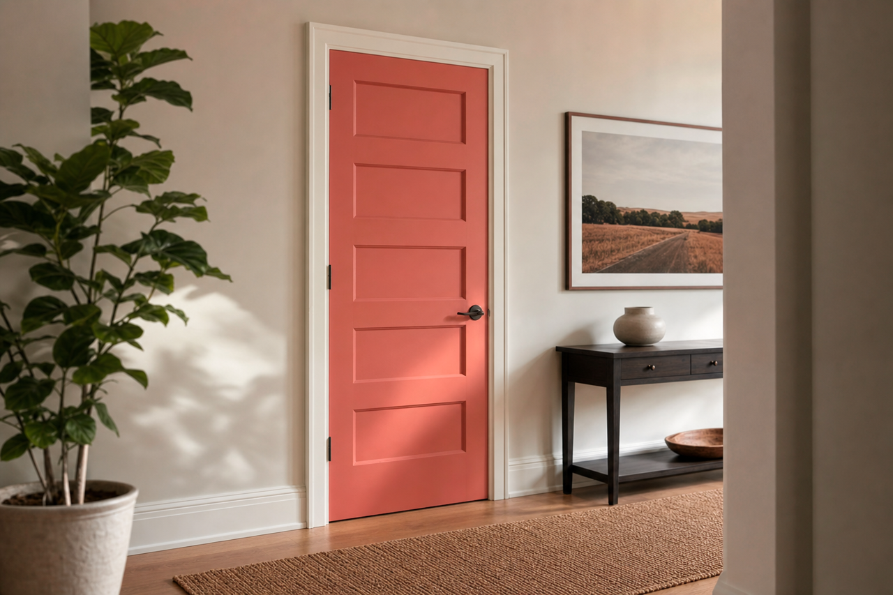 Pink by Benjamin Moore on interior-doors