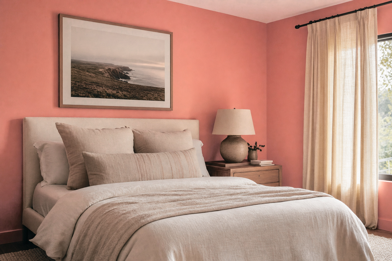 Tomato by Benjamin Moore on interiors