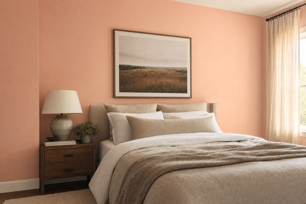 Peach by Benjamin Moore on interiors