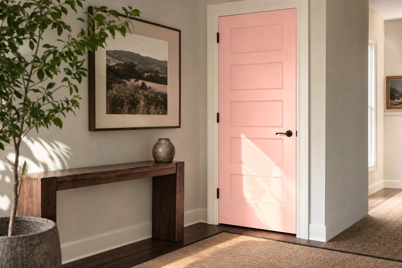 Strawberry by Benjamin Moore on interior-doors